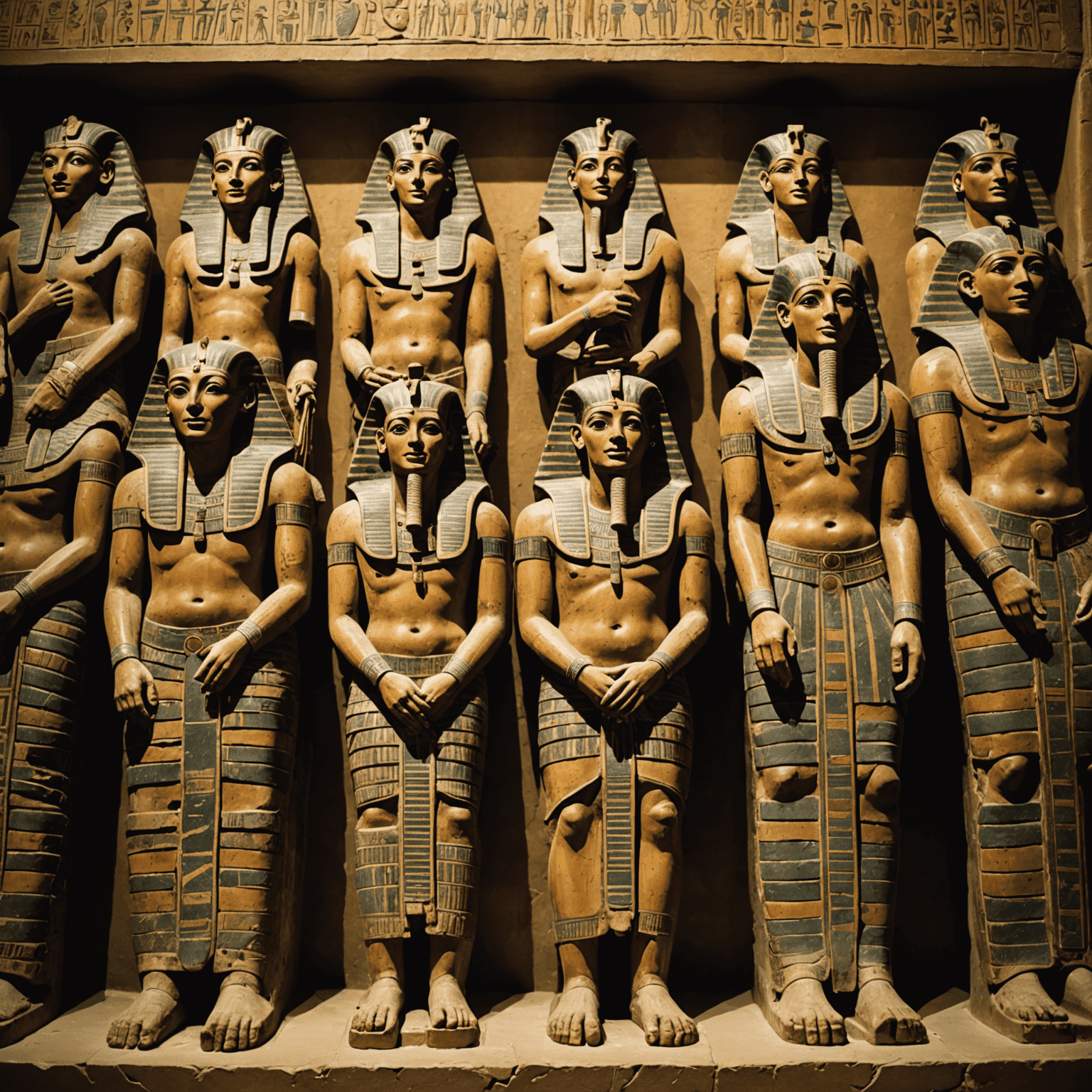 Display of ancient Egyptian mummies and sarcophagi in the Vatican's Egyptian Museum
